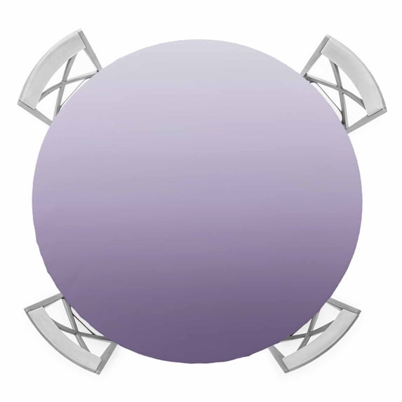 Elastic Fitted Round Tablecloth, Purple Ombre Waterproof Stretch Table Cover for 45"-54" Tables, White Gradient Modern Abstract Art Washable Outdoor Tablecloths for Patio, Picnic, Camping
