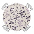 thumbnail image 1 of Elastic Fitted Round Tablecloth, Purple Pink Botanical Waterproof Stretch Table Cover for 45"-54" Tables, Rustic Country Spring Floral Summer Leaf Washable Outdoor Tablecloths for Patio, Picnic, 1 of 9