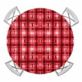 thumbnail image 1 of Elastic Fitted Round Tablecloth, Red Plaid Waterproof Stretch Table Cover for 36"-44" Tables, Modern Art Checkered Farmhouse Washable Outdoor Tablecloths for Patio, Picnic, Camping, 1 of 9