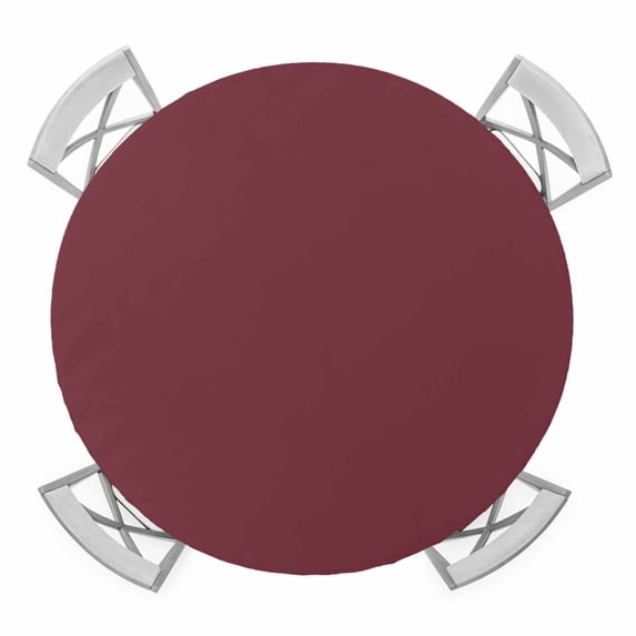 Elastic Fitted Round Tablecloth, Red Solid Color Waterproof Stretch Table Cover for 45"-54" Tables, Aesthetics Contemporary Luxury Washable Outdoor Tablecloths for Patio, Picnic, Camping