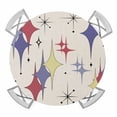 thumbnail image 1 of Elastic Fitted Round Tablecloth, Red Yellow Diamond Waterproof Stretch Table Cover for 55"-60" Tables, Modern Geometric Middle Century Beige Washable Outdoor Tablecloths for Patio, Picnic, Camping, 1 of 9