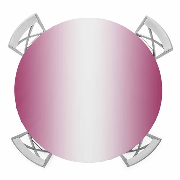 Elastic Fitted Round Tablecloth, Rose Red Ombre Waterproof Stretch Table Cover for 45"-54" Tables, Pink White Gradient Modern Abstract Art Washable Outdoor Tablecloths for Patio, Picnic, Camping