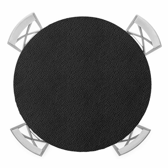 Elastic Fitted Round Tablecloth, Solid Black Waterproof Stretch Table Cover for 36"-44" Tables, Retro Minimalism Abstract Denim Texture Washable Outdoor Tablecloths for Patio, Picnic, Camping