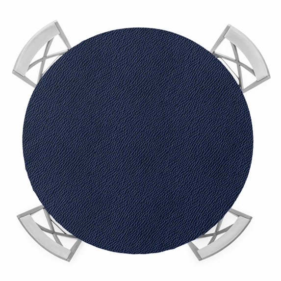 Elastic Fitted Round Tablecloth, Solid Dark Blue Waterproof Stretch Table Cover for 36"-44" Tables, Minimalism Abstract Denim Texture Washable Outdoor Tablecloths for Patio, Picnic, Camping