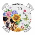 thumbnail image 1 of Elastic Fitted Round Tablecloth, Spring Dog Waterproof Stretch Table Cover for 45"-54" Tables, Watercolor Botanical Floral Sunflower Washable Outdoor Tablecloths for Patio, Picnic, Camping, 1 of 9