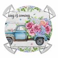 thumbnail image 1 of Elastic Fitted Round Tablecloth, Spring Waterproof Stretch Table Cover for 36"-44" Tables, Truck Botanical Floral Leaf Butterfly Wooden Grain Washable Outdoor Tablecloths for Patio, Picnic, Camping, 1 of 9
