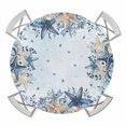 thumbnail image 1 of Elastic Fitted Round Tablecloth, Starfish Coastal Waterproof Stretch Table Cover for 45"-54" Tables, Blue Eucalyptus Leaves Ocean Conch Shells Washable Outdoor Tablecloths for Patio, Picnic, Camping, 1 of 9