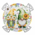 thumbnail image 1 of Elastic Fitted Round Tablecloth, Sunflowers Waterproof Stretch Table Cover for 36"-44" Tables, Spring Flowers Gnomes Hydrangea Daisy Wood Washable Outdoor Tablecloths for Patio, Picnic, Camping, 1 of 9