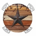 thumbnail image 1 of Elastic Fitted Round Tablecloth, Texas Star Vintage Waterproof Stretch Table Cover for 36"-44" Tables, Berry Burnt Orange Brown Wooden Washable Outdoor Tablecloths for Patio, Picnic, Camping, 1 of 9