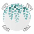 thumbnail image 1 of Elastic Fitted Round Tablecloth, Turquoise Eucalyptus Leaves Waterproof Stretch Table Cover for 55"-60" Tables, Watercolor Floral Leaf Washable Outdoor Tablecloths for Patio, Picnic, Camping, 1 of 9