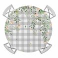 thumbnail image 1 of Elastic Fitted Round Tablecloth, Watercolor Floral Waterproof Stretch Table Cover for 36"-44" Tables, Spring Flowers Leaves Plants Gray Plaid Washable Outdoor Tablecloths for Patio, Picnic, Camping, 1 of 9