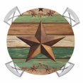 thumbnail image 1 of Elastic Fitted Round Tablecloth, Western Texas Star Vintage Waterproof Stretch Table Cover for 36"-44" Tables, Retro Farmhouse Brown Green Wooden Washable Outdoor Tablecloths for Patio, Picnic, 1 of 9
