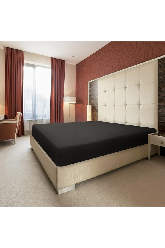 Elastic Fitted Sheet Deep Pocket Non-Slip Mattress Cover All-Inclusive Bedding, Stretch Jersey Knit T-Shirt Feel Sheet, Breathable Cooling Bed Sheet for Guest Room, Master Bedroom(54.3x74.8x11.8in)