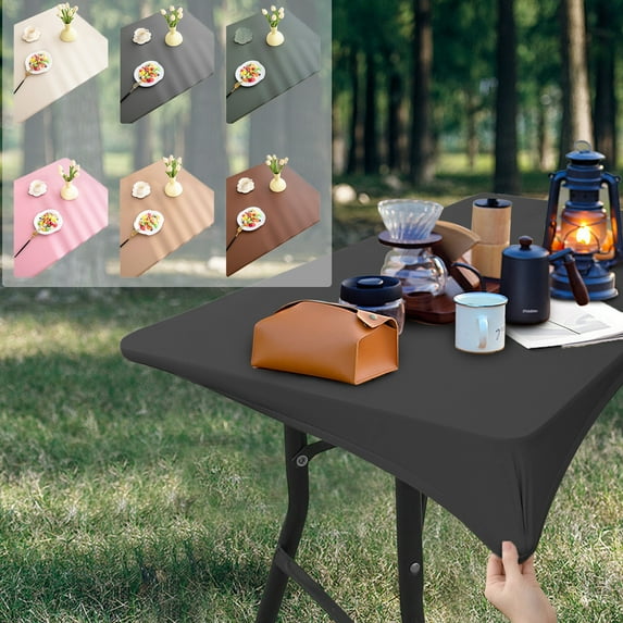 Elastic Fitted Tablecloth 35 x 59 Inch, Waterproof Wipeable PU Table Cover with Corners for Kitchen Dining Table, Kids Crafts & Outdoor Use