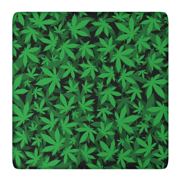 Elastic Fitted Tablecloth with Marijuana Leaf Design - Snug Fit Square Table Cover for Outdoor Use - Windproof & Wrinkle-Free (36x36 Inches)