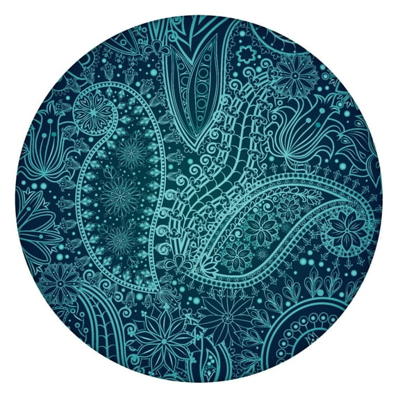 Elastic Fitted Waterproof Tablecloth 45–52 Inch Round, Oxford Fabric, Paisley Design, Easy to Clean for Indoor/Outdoor