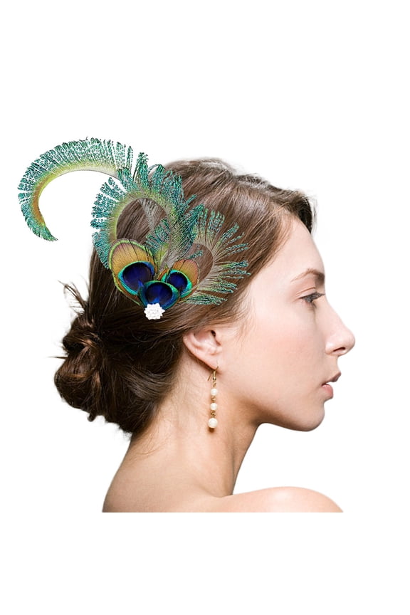 Elastic Flower Headband Women's Derby Hat Cocktail Party Hair Accessory with Feathers Beige ( X09-Green), Hats for Women Fascinators Womens Feather Hat for