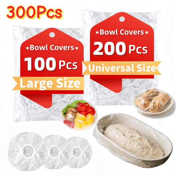 300Pcs Plastic Bowl Covers Food Covers Dish Covers,Elastic Stretch Fresh Keeping Bags,Kitchen Dining Plate Bread Proofing Food Storage Covers,Universal Kitchen Plastic Wrap