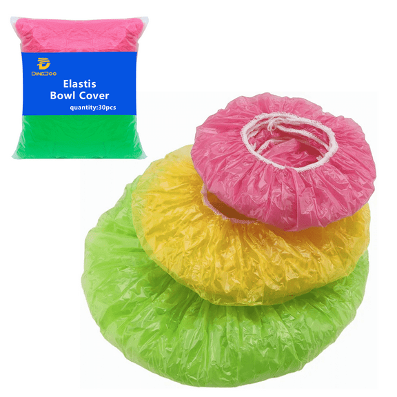 Elastic Food Storage Covers Dust-Proof Protectors PE Stretch Plastic Bowl Covers for Family Outdoor Picnic 30 Pack