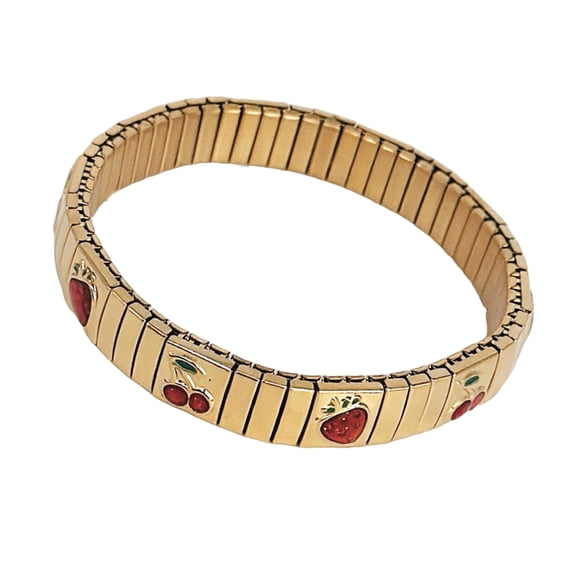 Elastic Fruit Theme Stainless Steel Wristband Spring Party Jewelry for Trendy Women Fashion Accessories Gifts Ideas