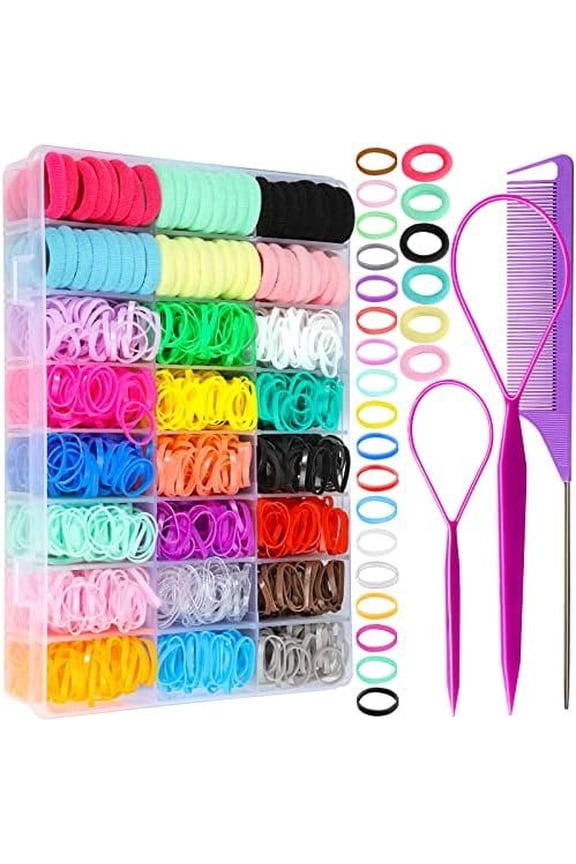 Elastic Hair Bands, 1500 count Rubber Bands for Hair, 80 count   Hair Ties, Colorful Small Ponytail Holders, Hair Accessories for Girl,