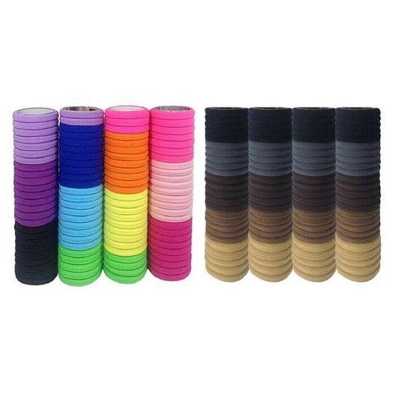 Elastic Hair Ties Ponytail Holders No Crease, No Metal Scrunchies100 or 200-Pk