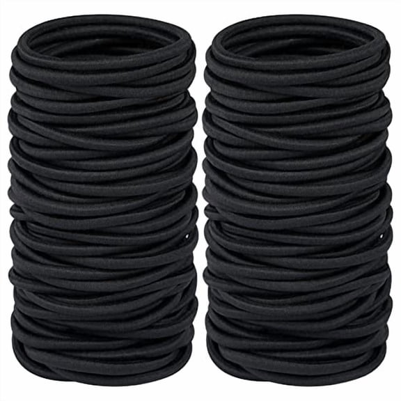 Elastic Hair Ties for Thick Heavy and Curly Hair 120 Pcs, Hair Bands for Women's Hair Black Ponytail Holders Bulk (4mm） Black