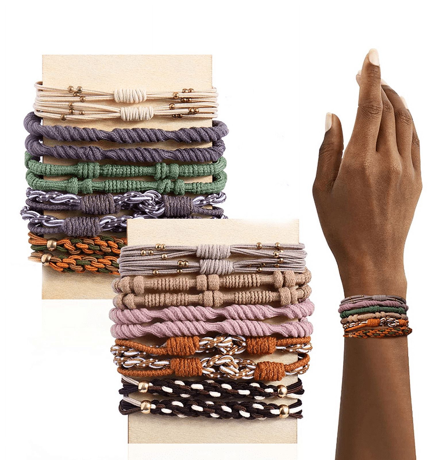 Elastic Hair Band Bracelets Stackable Boho Jewelry Accessory Set Medium Amazon.com : 20 PCS Boho Hair Ties Bracelets, No-Damage Hair  main image 3