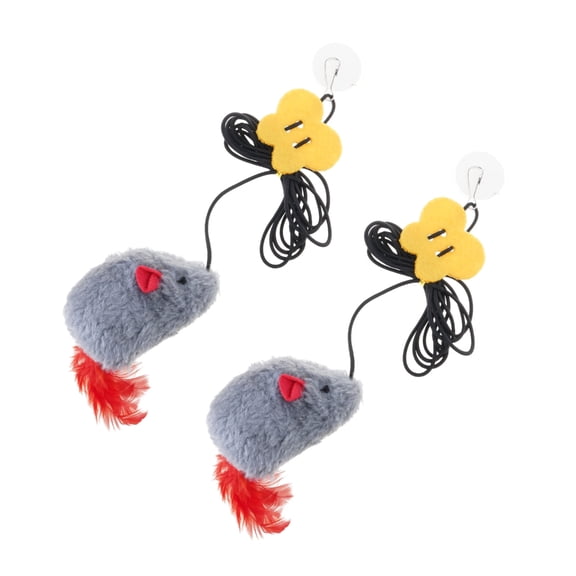 Elastic Hanging Mouse Cats Toy 2Pieces Squeaky Sound Cats Plush Mouse Toy Engaging Door Frame Entertainment Cats Teaser