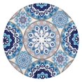 thumbnail image 1 of Elastic Hem Boho Chic Tablecloth with Floral Pattern - Vibrant Round Table Cover for Kitchen - Fits 52 to 56 Inch, 1 of 7