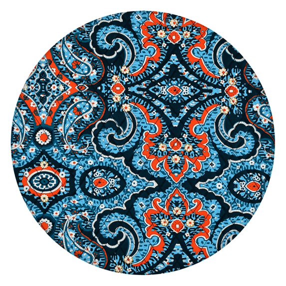 Elastic Hem Boho Style Tablecloth Waterproof Oxford Material Fits 45-52” Table, Ideal for Picnic, Holiday Gatherings, and Small Spaces