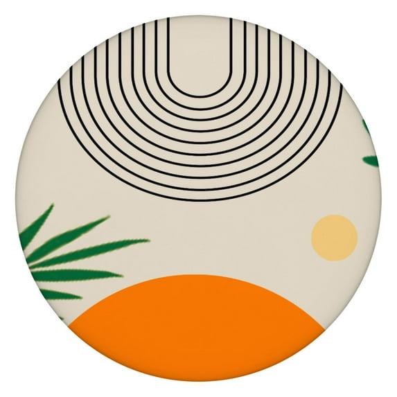 Elastic Hem Boho Tablecloth Waterproof Oxford Fabric Fits 45-52” Table, Perfect for Kitchen Decor, Balcony Meals, and Weekend Use