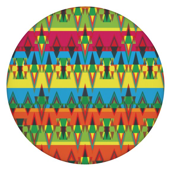 Elastic Hem Boho Tablecloth Waterproof Oxford Fabric Fits 45-52” Table, Perfect for Picnic Days, Patio Lunch, or Garden Dining