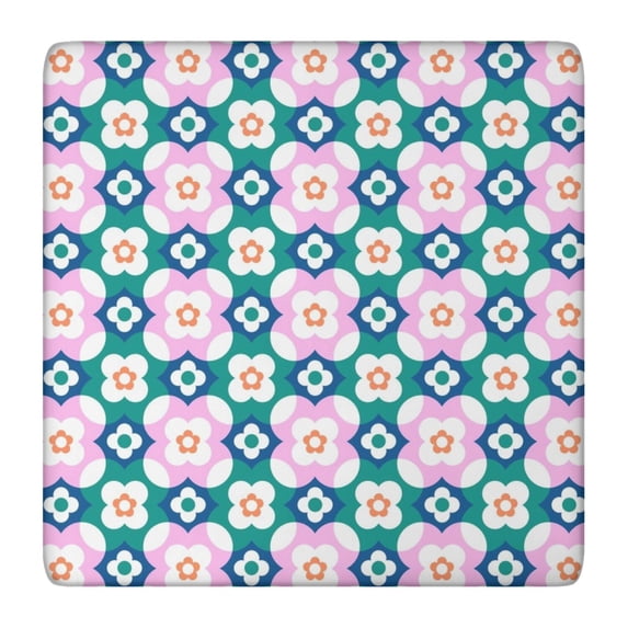 Elastic Hem Floral Print Square Tablecloth, Durable Waterproof Polyester Cover Designed for 36x36 Inch Tables, Ideal for Kitchens, Patios, and Parties
