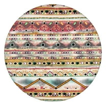 Elastic Hem Round Table Cover Bohemian Style, Floral Pattern Stretch Cloth for 38-42 Inch Tables, All-Purpose Decor