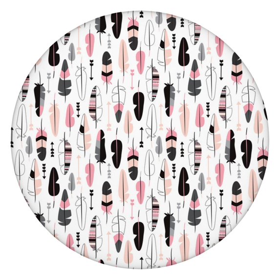 Elastic Hem Round Tablecloth in Bohemian Floral Design, Perfect Fit for 52-56 Inch Tables, Washable Cover for Indoor Outdoor