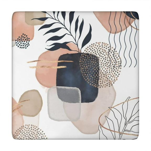 Elastic Hem Square Tablecloth 34x34 Inch Bohemian Floral Pattern, Perfect Fit for Card Tables, Patio Dining and Kitchen Use