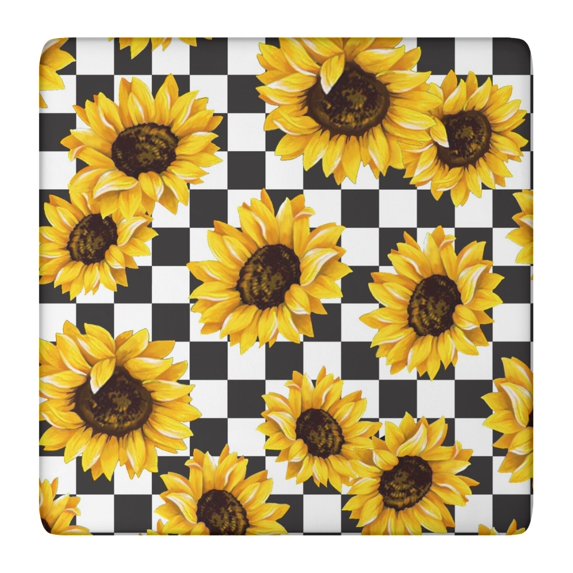 Elastic Hem Sunflower Tablecloth, Square Polyester Cover for Seasonal Dining, Garden Decor, or Indoor Use, Fits 36x36 Inch