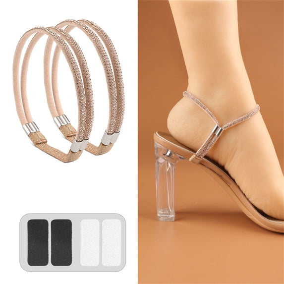 Elastic High Heel Shoe Straps | Rhinestone Heel Grips for Loose Shoes | Anti-Slip Ankle Straps for Women's Pumps, Stilettos & Sandals | DIY Shoe Accessory for Secure Fit & Blister Prevention