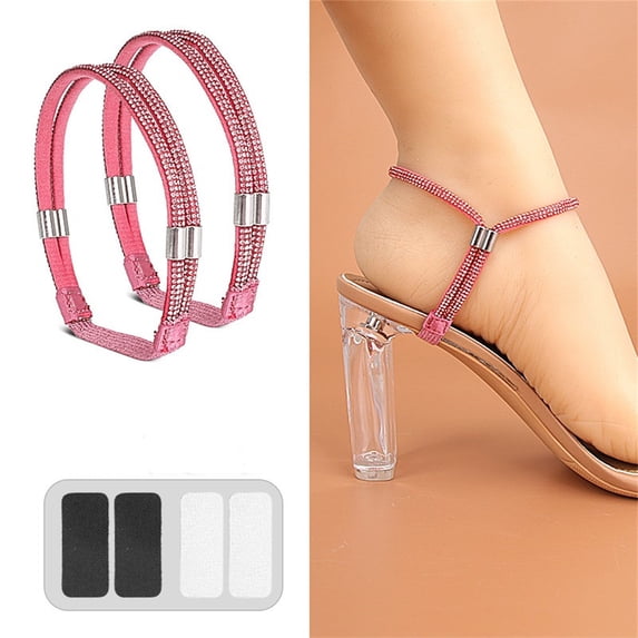 Elastic High Heel Shoe Straps | Rhinestone Heel Grips for Loose Shoes | Anti-Slip Ankle Straps for Women's Pumps, Stilettos & Sandals | DIY Shoe Accessory for Secure Fit & Blister Prevention