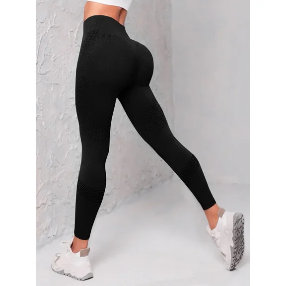 Elastic High Waist Leggings Women Knitted Solid Tights Seamless Butt Lift Fitness Yoga Fashion Skinnly Gym Sports Leggings