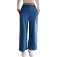 thumbnail image 1 of Elastic High Waisted Women Casual Baggy Wide Leg Jeans Long Loose Denim Pants, 1 of 5
