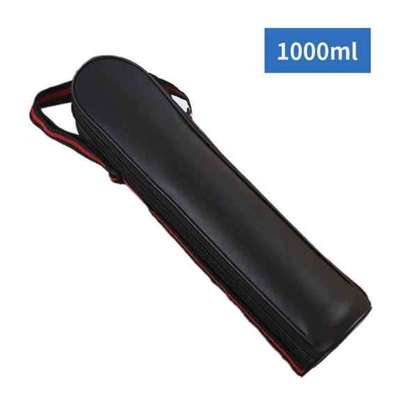 Elastic Insulated Water Bottle Cover Leather Waterproof Scratch Resistant Thermal Flask Sleeve with Hand Strap Lanyard Fit 350-1200ml Outdoor Cycling Camping Use