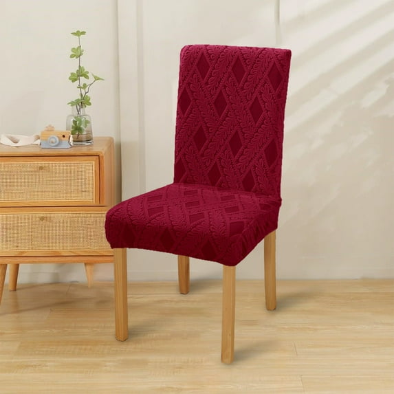 Elastic Jacquard Dining Chair Covers Set of 2, Stretchable Slipcovers with Anti-Slip Band, Universal Fit for Kitchen, Restaurant, Office, Home Decor, Washable Chair Protectors for Upholstered Chairs
