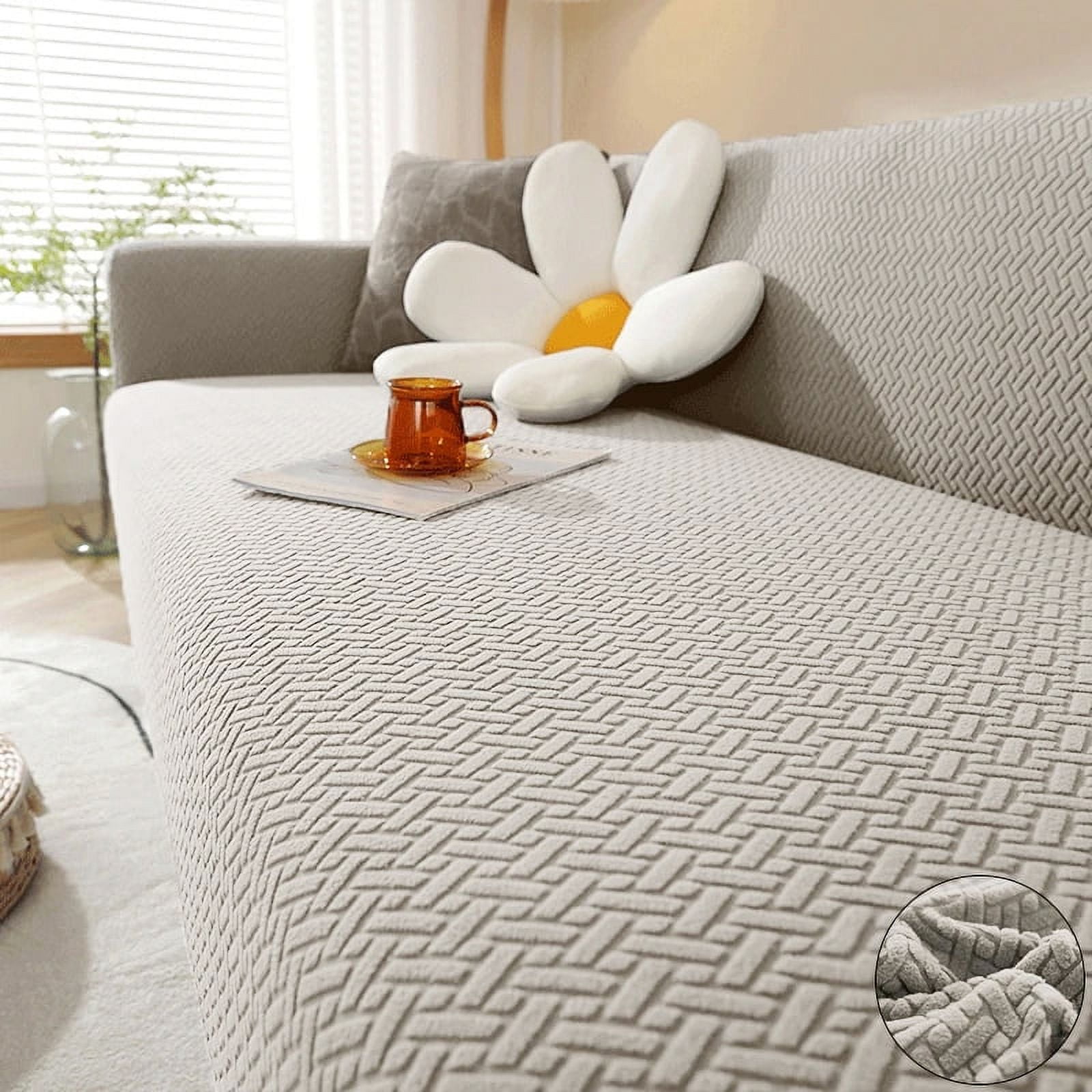 Elastic Jacquard Fabric Sofa Cover Stretch Couch Cover Sectional L ...