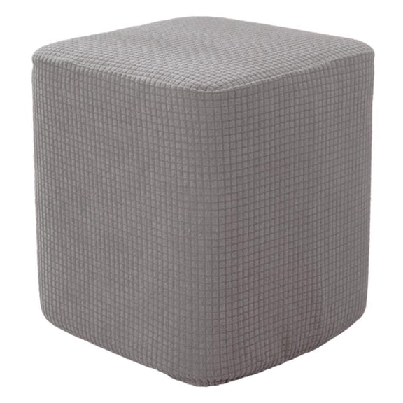 Elastic Jacquard Polyester Rest Ottoman Covers Furniture Footstool Slipcover - Gray