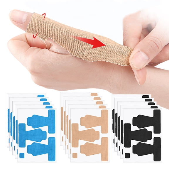 Elastic Kinesiology Tape Precut Thumb Support Bandage, Pain Relief for Arthritis Tendonitis, Anti Friction,10 Sheets-30 Stickers