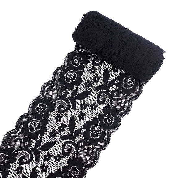Elastic Lace Trim Lace Ribbon For Sewing Decoration Black 145~160mm