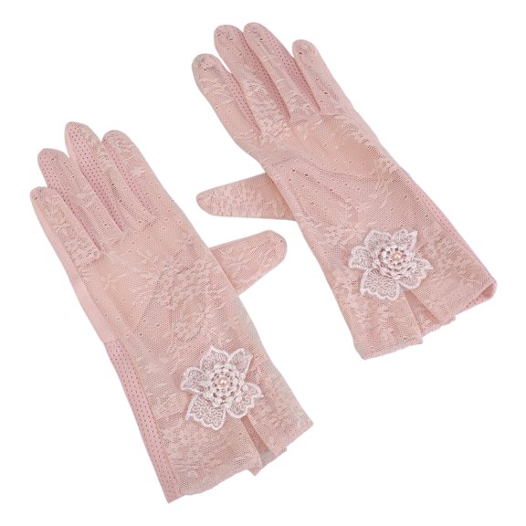 Elastic Mesh Gloves with Floral Decor Bungee Stage Hollow Lace Punk Hip Hop Women Wrist Length Gloves