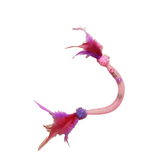 Elastic Mesh Self-Stimulating Cat Toy, Chewable Interactive Pet Toy for Cats, Stretchable Elastic Rope with Vibrant Feathers for Hunting and Play, Perfect for Indoor Playtime and Training Cats